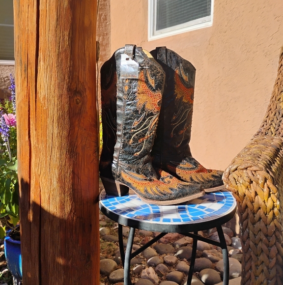 Women's Corral Inlay And Stud Cowboy Boot - Picture 1 of 3